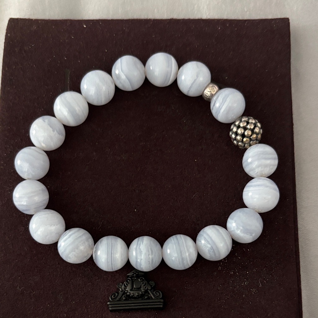 Lagos Blue Lace Agate Beaded Bracelet With Silver Accent 185$